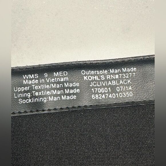 Juicy Couture Black High Heeled Side Zip Booties, Gold Accents Lug Sole, Size 9 - Picture 5 of 15